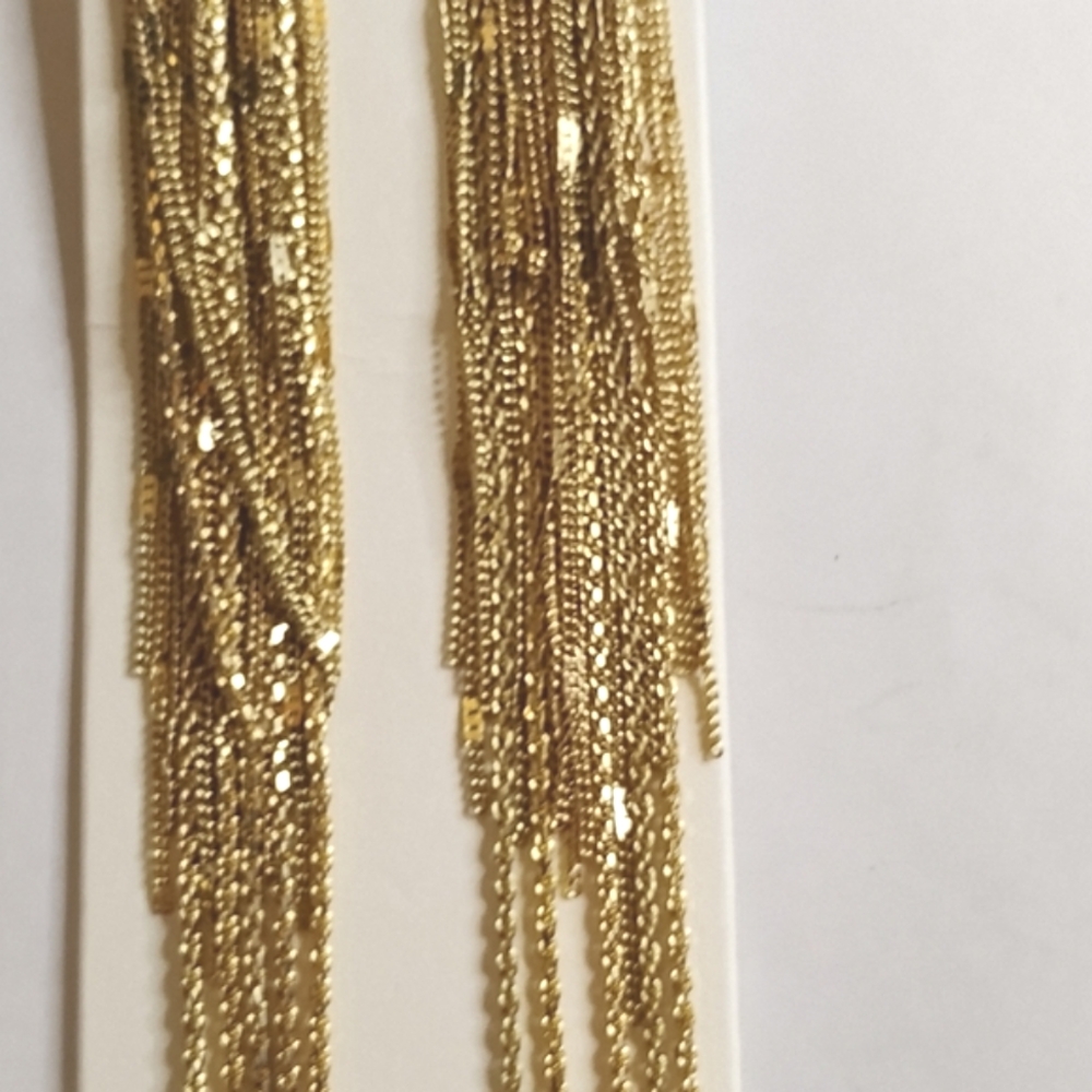 NWT Express Gold Tone Fringe Statement Earrings - Picture 4 of 6
